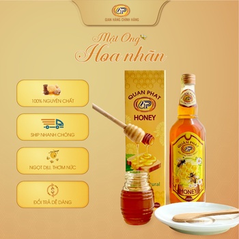 Mật ong hoa nhãn chai thuỷ tinh 500ml