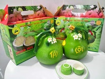 Hộp quà 2 BÌNH RƯỢU BƯỞI (1.000ml x 2 bình) (Bình sứ hình trái bưởi)