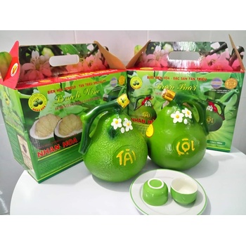 Hộp quà 2 BÌNH RƯỢU BƯỞI (1.000ml x 2 bình) (Bình sứ hình trái bưởi)