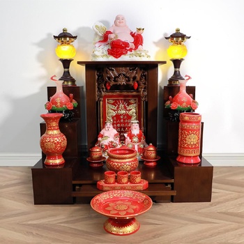 Bộ bàn thờ Thần Tài mái bằng gốm đỏ