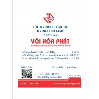 Vôi Hydrated lime Ca(OH)2 >95%